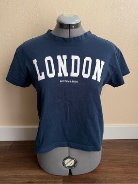 Scotch & Soda London Graphic baby Tee Navy Cropped T-Shirt Casual Minimalist